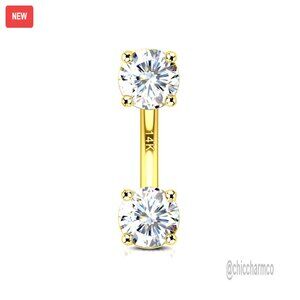 14K Solid Gold Rook Earrings 6mm 16g Barbell Piercing Jewelry